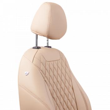 10 299 р. Комплект чехлов для сидений (Орегон) БАЙРОН ст БАЙРОН Lord Autofashion Subaru Forester SJ дорестайлинг (2012-2016) (бежевый, вставка бежевая, строчка бежевая)  с доставкой в г. Пермь. Увеличить фотографию 4