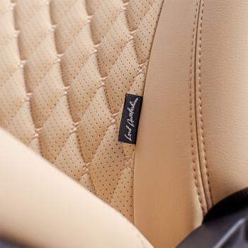 10 299 р. Комплект чехлов для сидений (Орегон) БАЙРОН ст БАЙРОН Lord Autofashion Subaru Forester SJ дорестайлинг (2012-2016) (бежевый, вставка бежевая, строчка бежевая)  с доставкой в г. Пермь. Увеличить фотографию 9