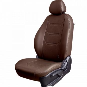 Комплект чехлов для сидений (РЗСиС 40/60 2П+1Г Орегон) ТУРИН-2 Lord Autofashion Volkswagen Polo  5 (2009-2020) седан дорестайлинг, седан рестайлинг (темно-коричневый, вставка темно-коричневая, строчка темно-коричневая)