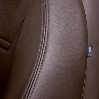 10 299 р. Комплект чехлов для сидений (РЗСиС 40/60 2П+1Г Орегон) ТУРИН-2 Lord Autofashion  Volkswagen Polo  5 (2009-2020) седан дорестайлинг, седан рестайлинг (темно-коричневый, вставка темно-коричневая, строчка темно-коричневая)  с доставкой в г. Пермь. Увеличить фотографию 4