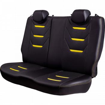 10 299 р. Комплект чехлов для сидений (РЗСиС 40/60 2П+1Г Орегон) ТУРИН-2 Lord Autofashion  Volkswagen Polo  5 (2009-2020) седан дорестайлинг, седан рестайлинг (черный, вставка черная+желтая, строчка желтая)  с доставкой в г. Пермь. Увеличить фотографию 8