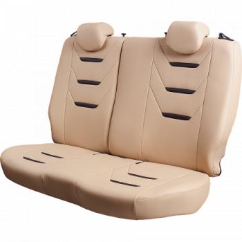 10 299 р. Комплект чехлов для сидений (ЦЗС 2П+1Г Орегон) ТУРИН-2 Lord Autofashion  Volkswagen Polo  5 (2009-2020) седан дорестайлинг, седан рестайлинг (бежевый, вставка бежевая+черная, строчка бежевая)  с доставкой в г. Пермь. Увеличить фотографию 3