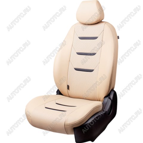 10 299 р. Комплект чехлов для сидений (ЦЗС 2П+1Г Орегон) ТУРИН-2 Lord Autofashion  Volkswagen Polo  5 (2009-2020) седан дорестайлинг, седан рестайлинг (бежевый, вставка бежевая+черная, строчка бежевая)  с доставкой в г. Пермь