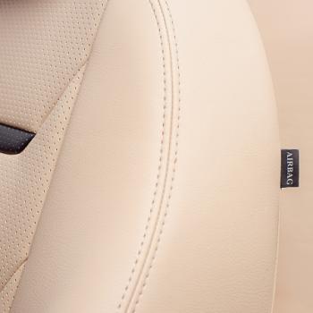 10 299 р. Комплект чехлов для сидений (ЦЗС 2П+1Г Орегон) ТУРИН-2 Lord Autofashion  Volkswagen Polo  5 (2009-2020) седан дорестайлинг, седан рестайлинг (бежевый, вставка бежевая+черная, строчка бежевая)  с доставкой в г. Пермь. Увеличить фотографию 6