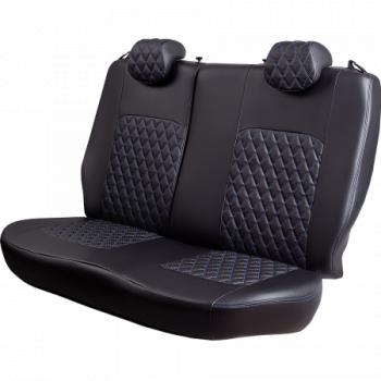 5 449 р. Комплект чехлов для сидений (3 места Илана+Орегон) ТУРИН ст РОМБ Lord Autofashion  ГАЗ ГАЗель Next  A31,A32, C45, C46 (2016-2025) цельнометаллический фургон (черный вставка черная+синяя строчка синяя)  с доставкой в г. Пермь. Увеличить фотографию 8