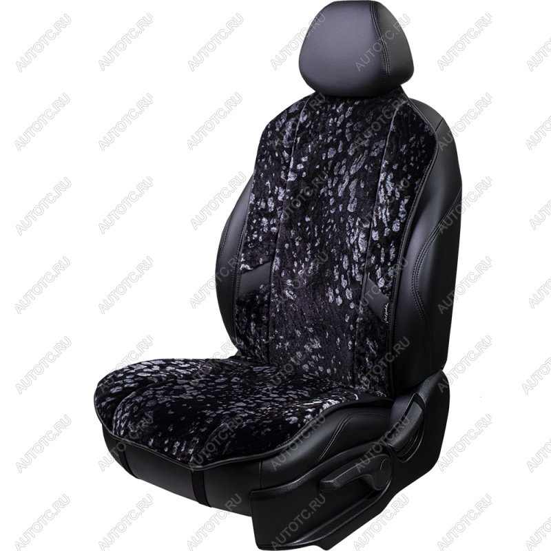 1 000 000 р. Накидка на сиденье (1 место Р. 1216 натур. мех) Меховая Lord Autofashion   (леопард редкий на сером, строчка черная)  с доставкой в г. Пермь