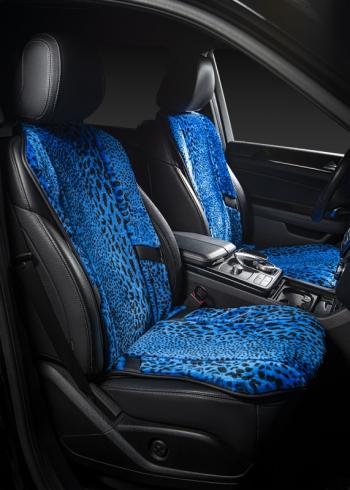 14 949 р. Накидка на сиденье (1 место Р. 5419 натур. мех) Меховая Lord Autofashion   (рысь-леопард на синем, строчка черная)  с доставкой в г. Пермь. Увеличить фотографию 3