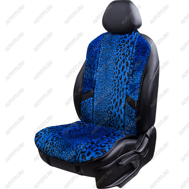 14 949 р. Накидка на сиденье (1 место Р. 5419 натур. мех) Меховая Lord Autofashion   (рысь-леопард на синем, строчка черная)  с доставкой в г. Пермь