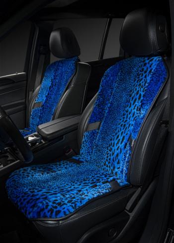 14 949 р. Накидка на сиденье (1 место Р. 5419 натур. мех) Меховая Lord Autofashion   (рысь-леопард на синем, строчка черная)  с доставкой в г. Пермь. Увеличить фотографию 2