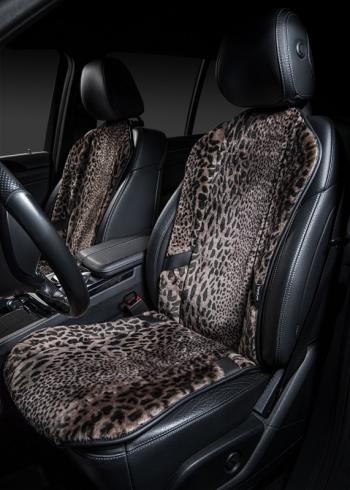 14 949 р. Накидка на сиденье (1 место Р. 7415 натур. мех) Меховая Lord Autofashion   (рысь-леопард на коричневом, строчка чёрная)  с доставкой в г. Пермь. Увеличить фотографию 4