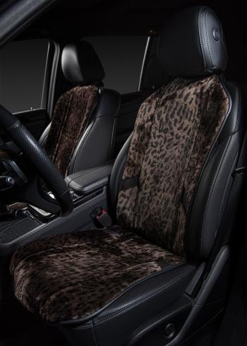 14 949 р. Накидка на сиденье (1 место Р. 7519 натур. мех) Меховая Lord Autofashion   (орех-леопард, строчка черная)  с доставкой в г. Пермь. Увеличить фотографию 4