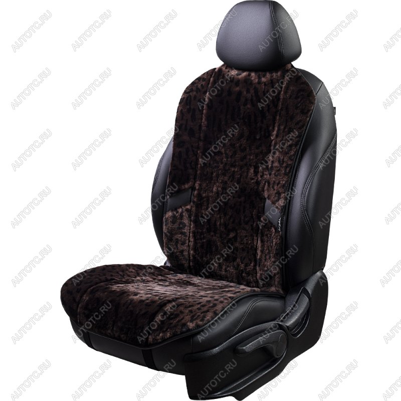 14 949 р. Накидка на сиденье (1 место Р. 7519 натур. мех) Меховая Lord Autofashion   (орех-леопард, строчка черная)  с доставкой в г. Пермь