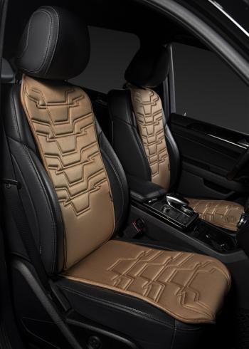 2 579 р. Накидка на сиденье (1 место Афины) ЛЮКС ст ФОРТ Lord Autofashion   (бежевый, строчка коричневая )  с доставкой в г. Пермь. Увеличить фотографию 7