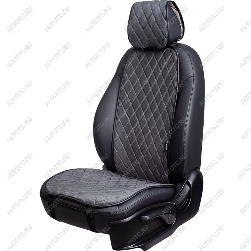 1 699 р. Накидка на сиденье (1 место Атланта) МОНРО ст РОМБ Lord Autofashion Pontiac Wave T200 cедан дорестайлинг (2004-2006) (серый, строчка серая)  с доставкой в г. Пермь