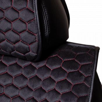 6 799 р. Накидка на сиденье (5 мест Афины) ТЕЙЛОР ст СОТА Lord Autofashion   (черный, строчка красная)  с доставкой в г. Пермь. Увеличить фотографию 4