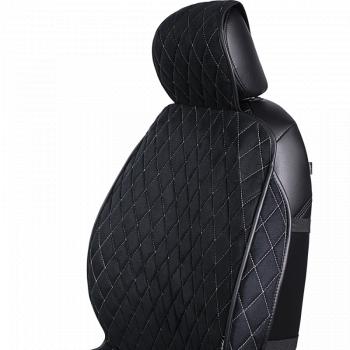 3 099 р. Накидка на сиденье (2 места Софа) ФЕНИКС ст РОМБ Lord Autofashion   (черный, строчка бежевая)  с доставкой в г. Пермь. Увеличить фотографию 6