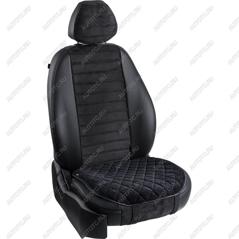 929 р. Подушка-комфорт ст РОМБ (Софа) Lord Autofashion   (черный, строчка синяя)  с доставкой в г. Пермь