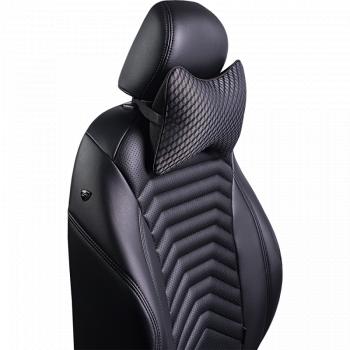 287 р. Подушка-косточка (жаккард) Lord Autofashion   (черный, строчка Ромб 3D серая)  с доставкой в г. Пермь. Увеличить фотографию 4