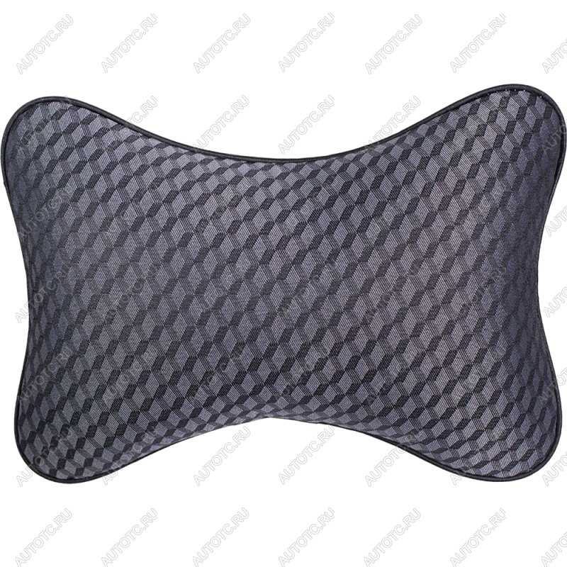 287 р. Подушка-косточка (жаккард) Lord Autofashion   (черный, строчка Ромб 3D серая)  с доставкой в г. Пермь