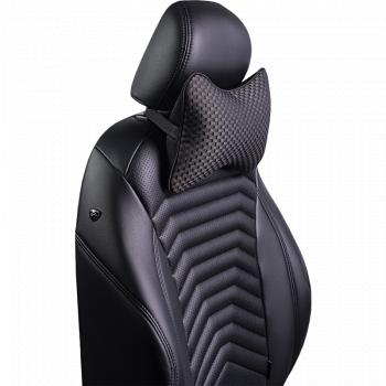 329 р. Подушка-косточка (жаккард) Lord Autofashion Hyundai Click (2005-2010) (черный, строчка Стежок серая)  с доставкой в г. Пермь. Увеличить фотографию 3