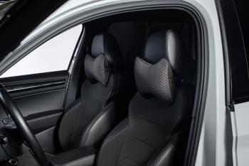 329 р. Подушка-косточка (жаккард) Lord Autofashion Hyundai Click (2005-2010) (черный, строчка Стежок серая)  с доставкой в г. Пермь. Увеличить фотографию 4