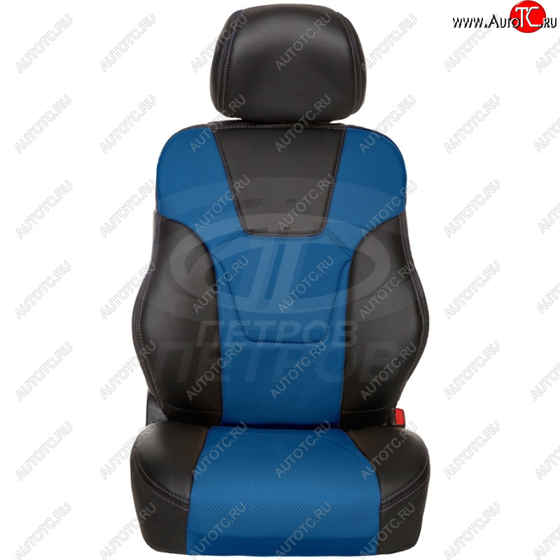 5 849 р. Комплект универсальных чехлов (экокожа) R.SPORT PLUS   (чёрный/синий)  с доставкой в г. Пермь