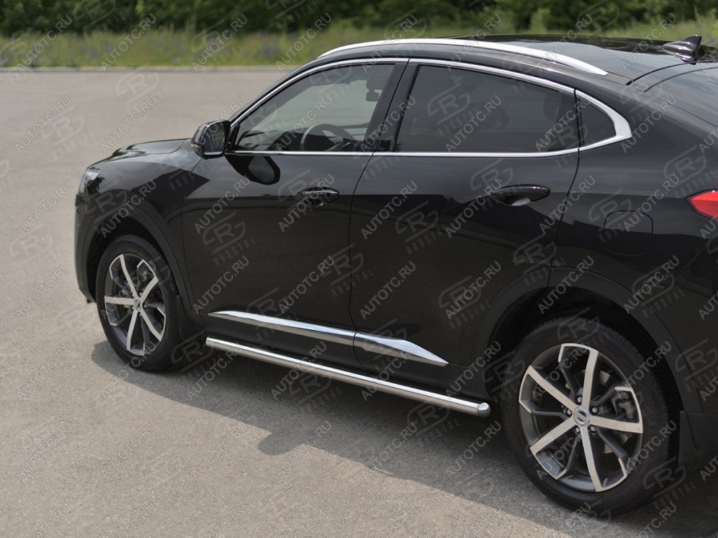 18 849 р. Защита порогов (нержавейка d63) SLITKOFF  Haval F7x (2022-2024) рестайлинг (круглые торцы)  с доставкой в г. Пермь
