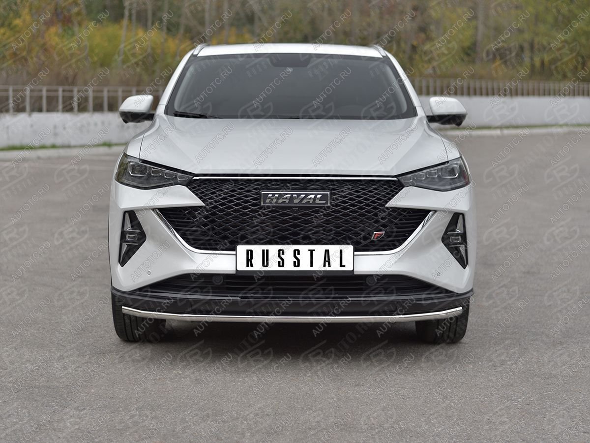 11 749 р. Защита переднего бампера d42 секции SLITKOFF  Haval F7x (2022-2024) рестайлинг (нержавейка полированная)  с доставкой в г. Пермь
