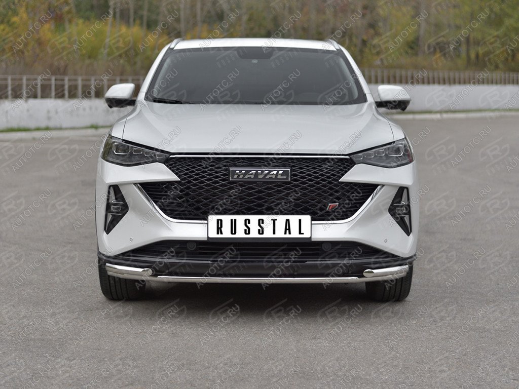 13 999 р. Защита переднего бампера d42 *42 уголки SLITKOFF  Haval F7x (2022-2024) рестайлинг (нержавейка полированная)  с доставкой в г. Пермь