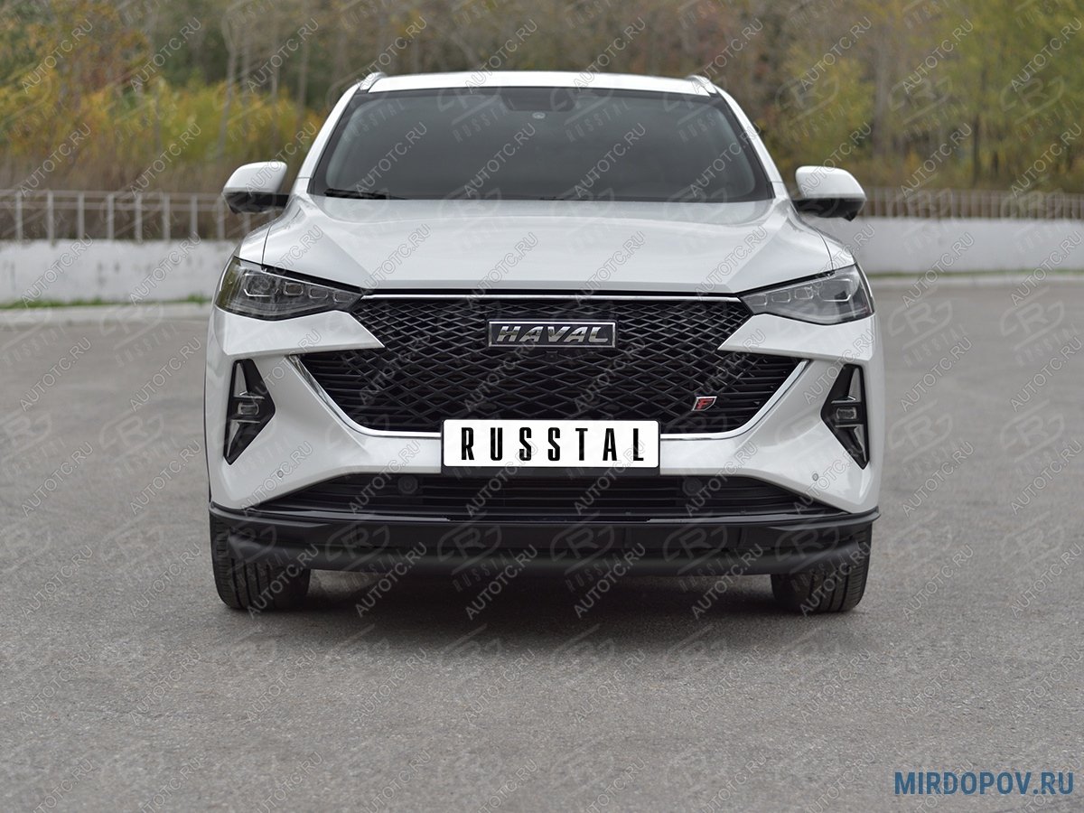 9 999 р. Защита переднего бампера d63 секции SLITKOFF  Haval F7x (2022-2024) рестайлинг (нержавейка окрашенная в черный цвет)  с доставкой в г. Пермь