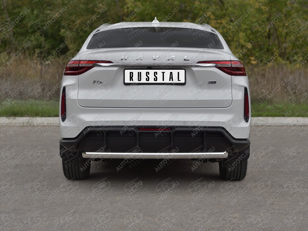 12 299 р. Защита заднего бампера d63 SLITKOFF  Haval F7x (2022-2024) рестайлинг (нержавейка полированная)  с доставкой в г. Пермь