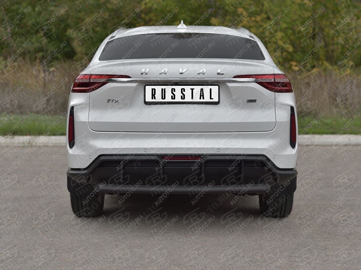 7 649 р. Защита заднего бампера d63 SLITKOFF  Haval F7x (2022-2024) рестайлинг (нержавейка окрашенная в черный цвет)  с доставкой в г. Пермь