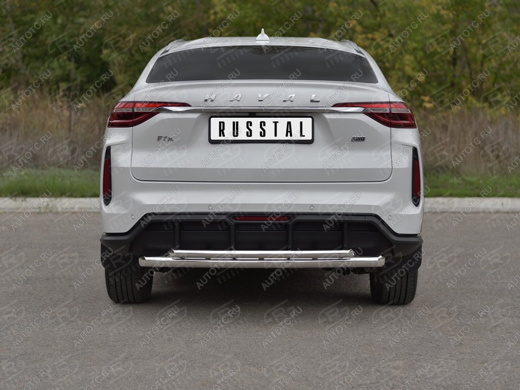 13 999 р. Защита заднего бампера d63*42 SLITKOFF  Haval F7x (2022-2024) рестайлинг (нержавейка полированная)  с доставкой в г. Пермь