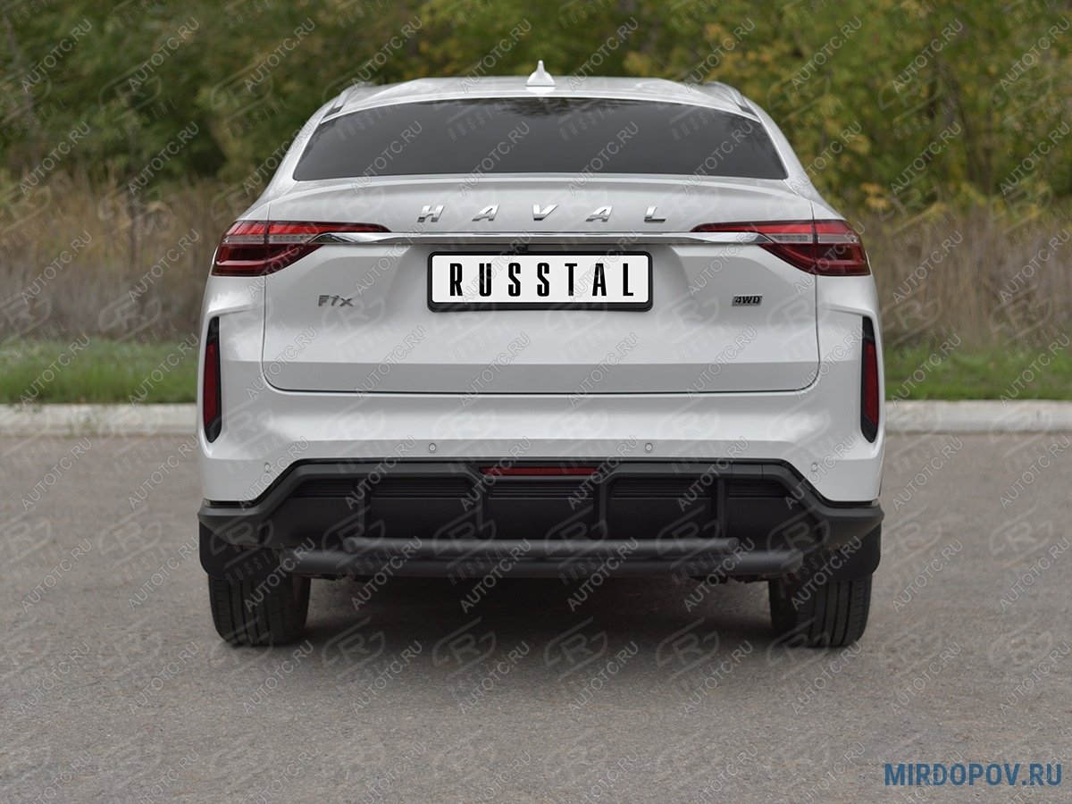 12 349 р. Защита заднего бампера d63*42 SLITKOFF  Haval F7x (2022-2024) рестайлинг (нержавейка окрашенная в черный цвет)  с доставкой в г. Пермь