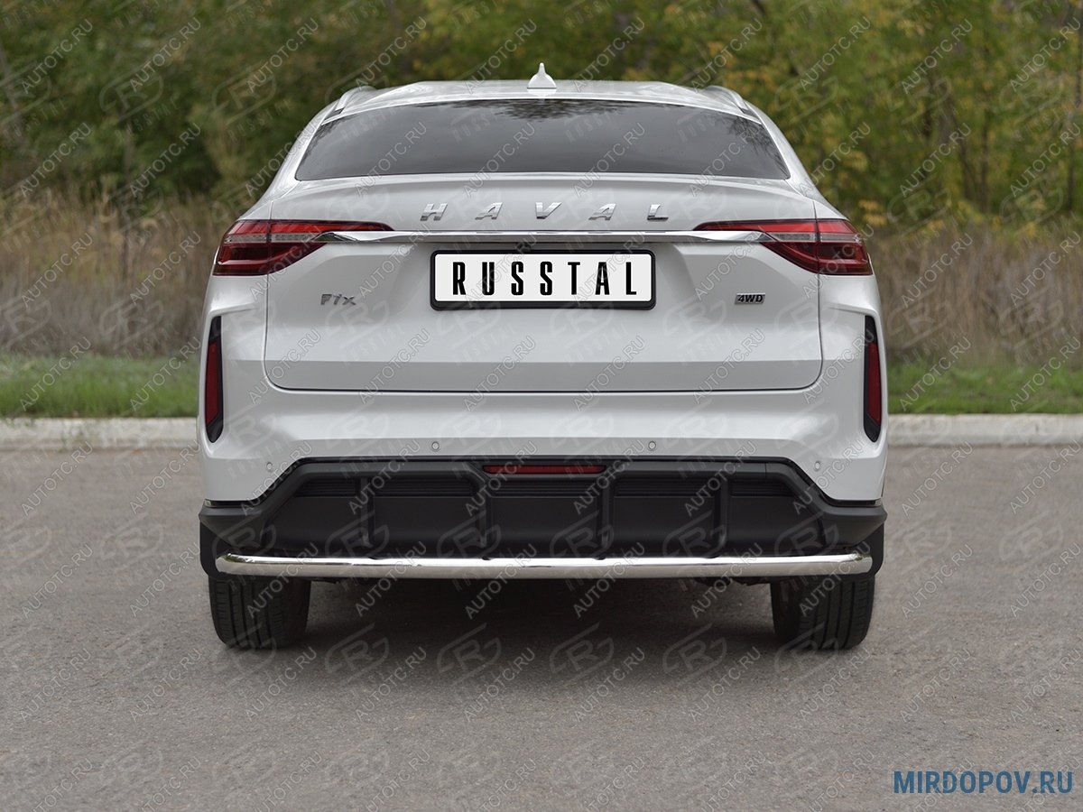 12 849 р. Защита заднего бампера d63 секции SLITKOFF  Haval F7x (2022-2024) рестайлинг (нержавейка полированная)  с доставкой в г. Пермь