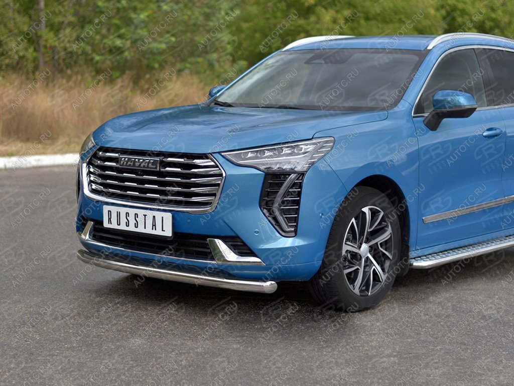 11 199 р. Защита переднего бампера d63 секции (кроме COMFORT) SLITKOFF  Haval Jolion (2020-2024) дорестайлинг (нержавейка полированная)  с доставкой в г. Пермь