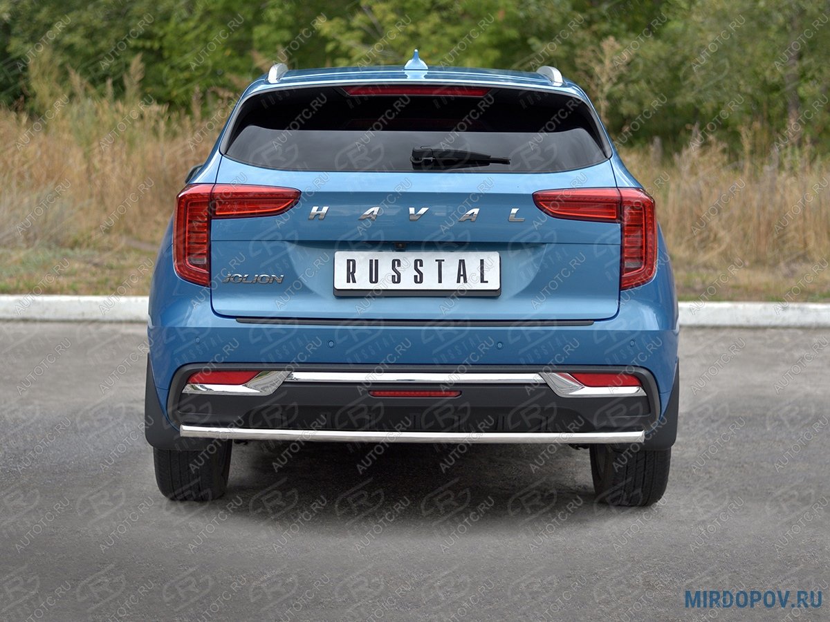 9 999 р. Защита заднего бампера d42 секции SLITKOFF Haval Jolion дорестайлинг (2020-2024) (нержавейка полированная)  с доставкой в г. Пермь