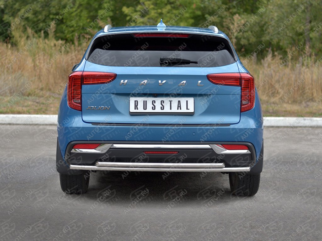 12 849 р. Защита заднего бампера d42*42 дуга SLITKOFF Haval Jolion дорестайлинг (2020-2024) (нержавейка полированная)  с доставкой в г. Пермь