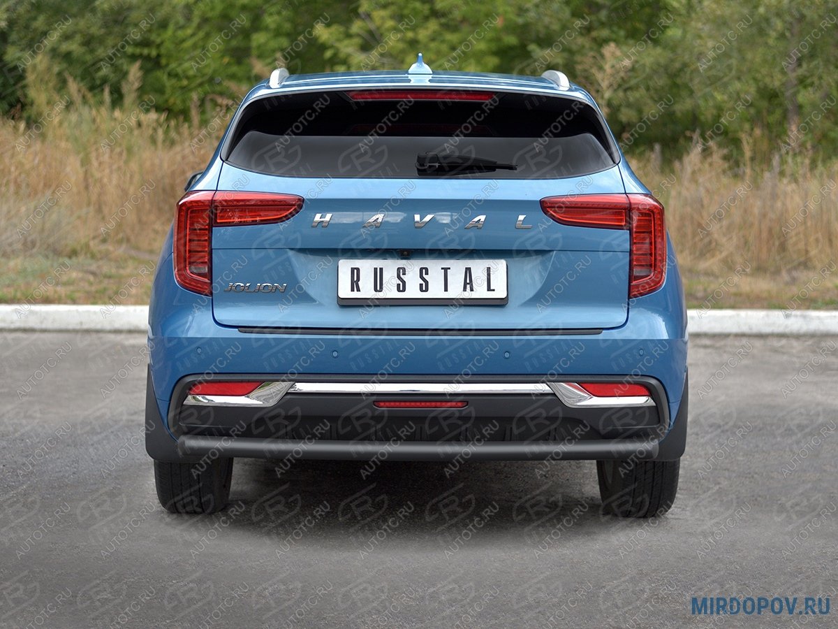 8 799 р. Защита заднего бампера d63 секции SLITKOFF Haval Jolion дорестайлинг (2020-2024) (нержавейка окрашенная в черный цвет)  с доставкой в г. Пермь