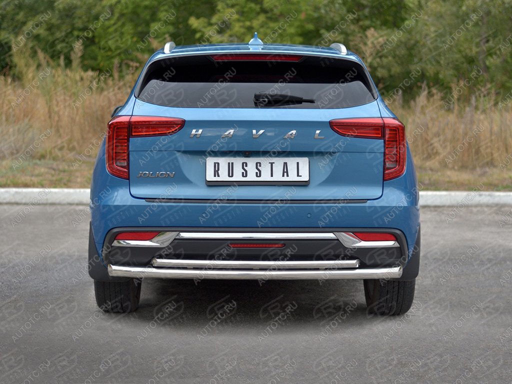14 999 р. Защита заднего бампера d63*42 дуга SLITKOFF  Haval Jolion (2020-2024) дорестайлинг (нержавейка полированная)  с доставкой в г. Пермь