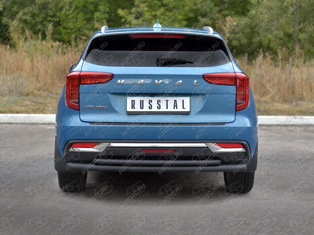12 949 р. Защита заднего бампера d63*42 дуга SLITKOFF Haval Jolion дорестайлинг (2020-2024) (нержавейка окрашенная в черный цвет)  с доставкой в г. Пермь