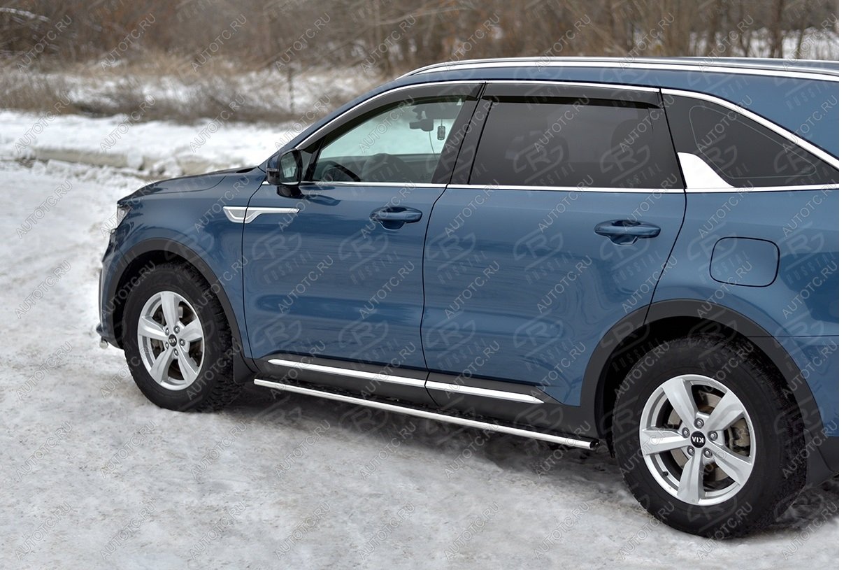 20 999 р. Пороги труба d42 с листом SLITKOFF KIA Sorento MQ4 (2020-2022) (лист алюминиевый)  с доставкой в г. Пермь