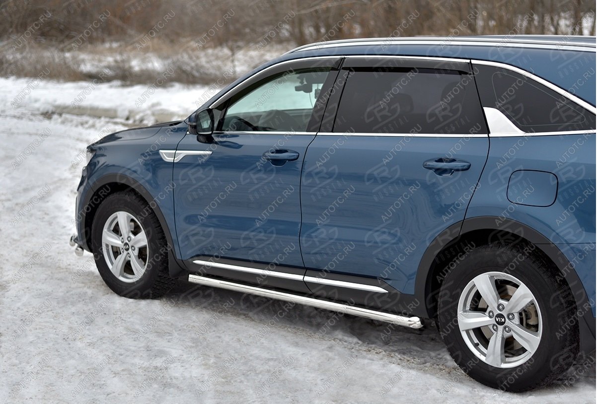 18 549 р. Пороги труба d63 секции SLITKOFF  KIA Sorento  MQ4 (2020-2022) (серые)  с доставкой в г. Пермь
