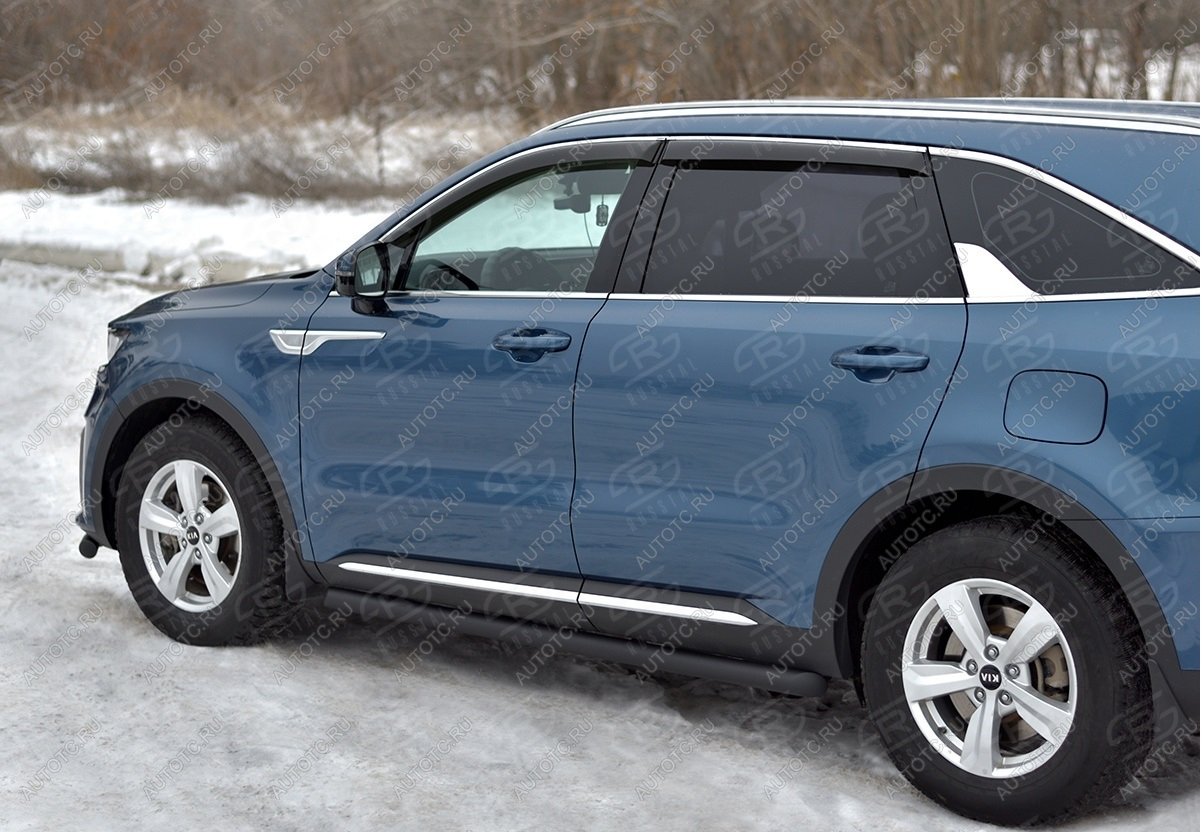 12 949 р. Пороги труба d63 секции SLITKOFF KIA Sorento MQ4 (2020-2022) (черные)  с доставкой в г. Пермь