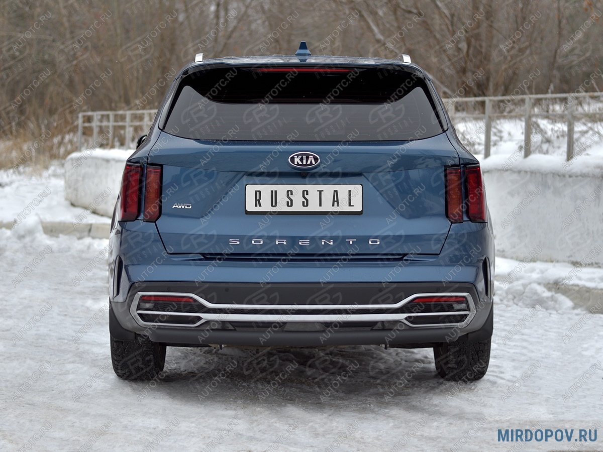9 399 р. Защита заднего бампера d63 дуга SLITKOFF  KIA Sorento  MQ4 (2020-2022) (нержавейка окрашенная в цвет черный)  с доставкой в г. Пермь