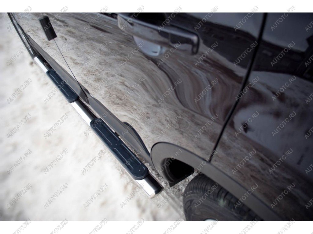21 949 р. Пороги труба d75х42 овал с накладками Russtal Mitsubishi Outlander CW0W дорестайлинг (2005-2010) (серые)  с доставкой в г. Пермь