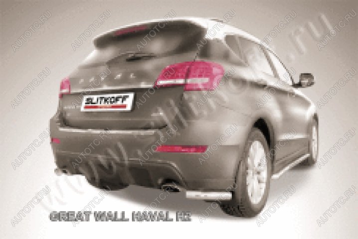 6 499 р. Защита заднего бампера уголки d57 Slitkoff  Haval H2 (2014-2021) (Сталь с полимерным покрытием в цвет серебристый)  с доставкой в г. Пермь
