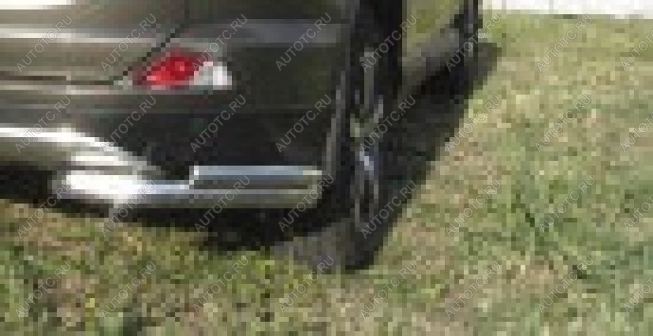 6 899 р. Защита заднего бампера уголки d57+d42 двойные Slitkoff  Hyundai Tucson  JM (2004-2010) (Сталь с полимерным покрытием в цвет серебристый)  с доставкой в г. Пермь