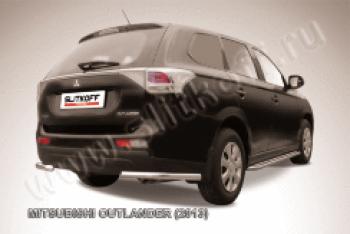 Защита заднего бампера уголки d57 Slitkoff Mitsubishi Outlander  GF (2012-2014) дорестайлинг (Сталь с полимерным покрытием в цвет серебристый)