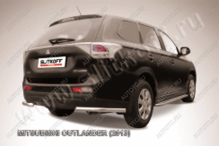 6 349 р. Защита заднего бампера уголки d57 Slitkoff  Mitsubishi Outlander  GF (2012-2014) дорестайлинг (Сталь с полимерным покрытием в цвет серебристый)  с доставкой в г. Пермь